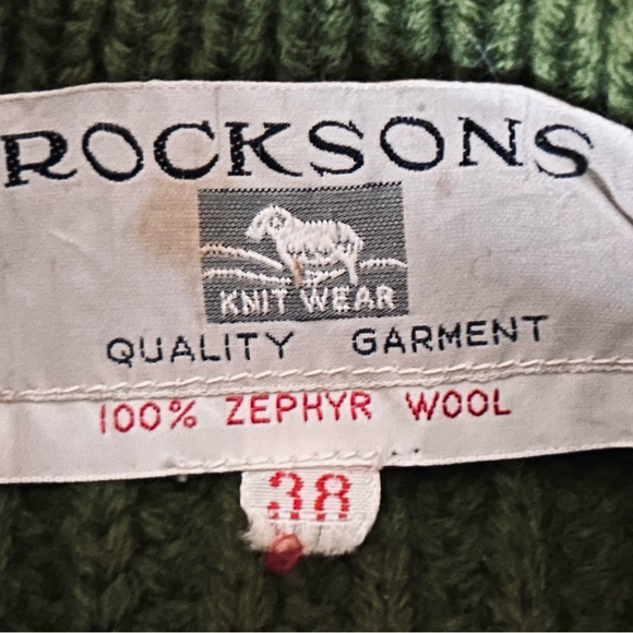 Vintage Groovy Cactus Wool Sweater Green Cream 38 Mens Womens Southwest 60s 70s - Picture 12 of 12